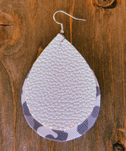 Load image into Gallery viewer, Solid White &amp; Grey Cheetah Print Teardrop Shaped Earrings
