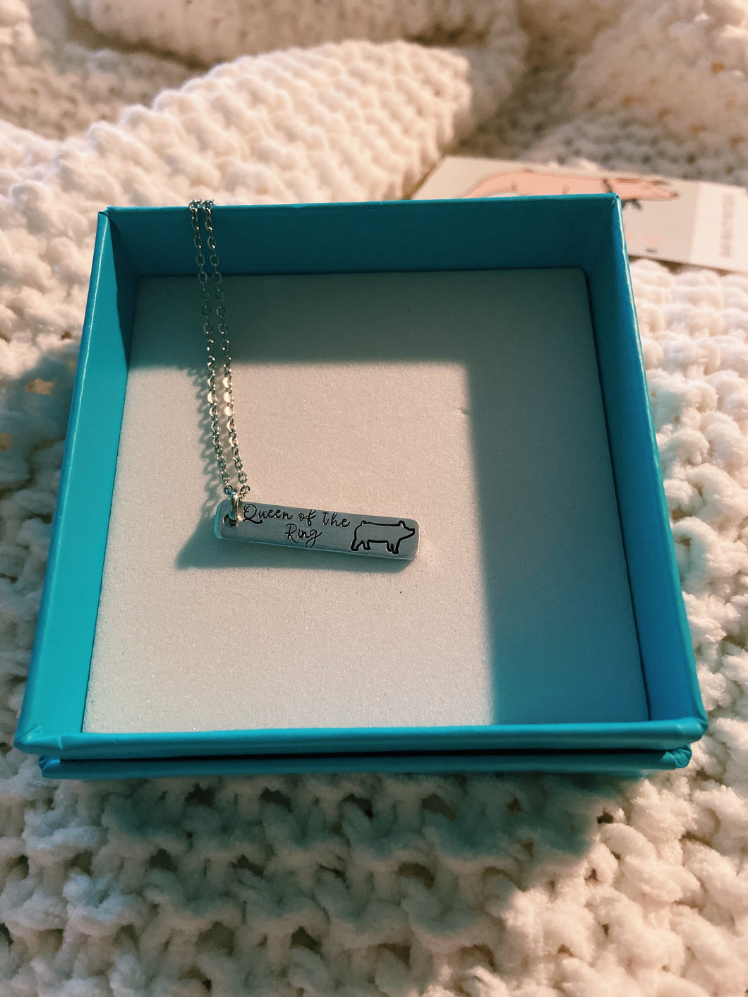 Queen Of The Ring Pig Bar Necklace