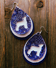 Load image into Gallery viewer, Blue Paisley Lamb Teardrop Shaped Earrings
