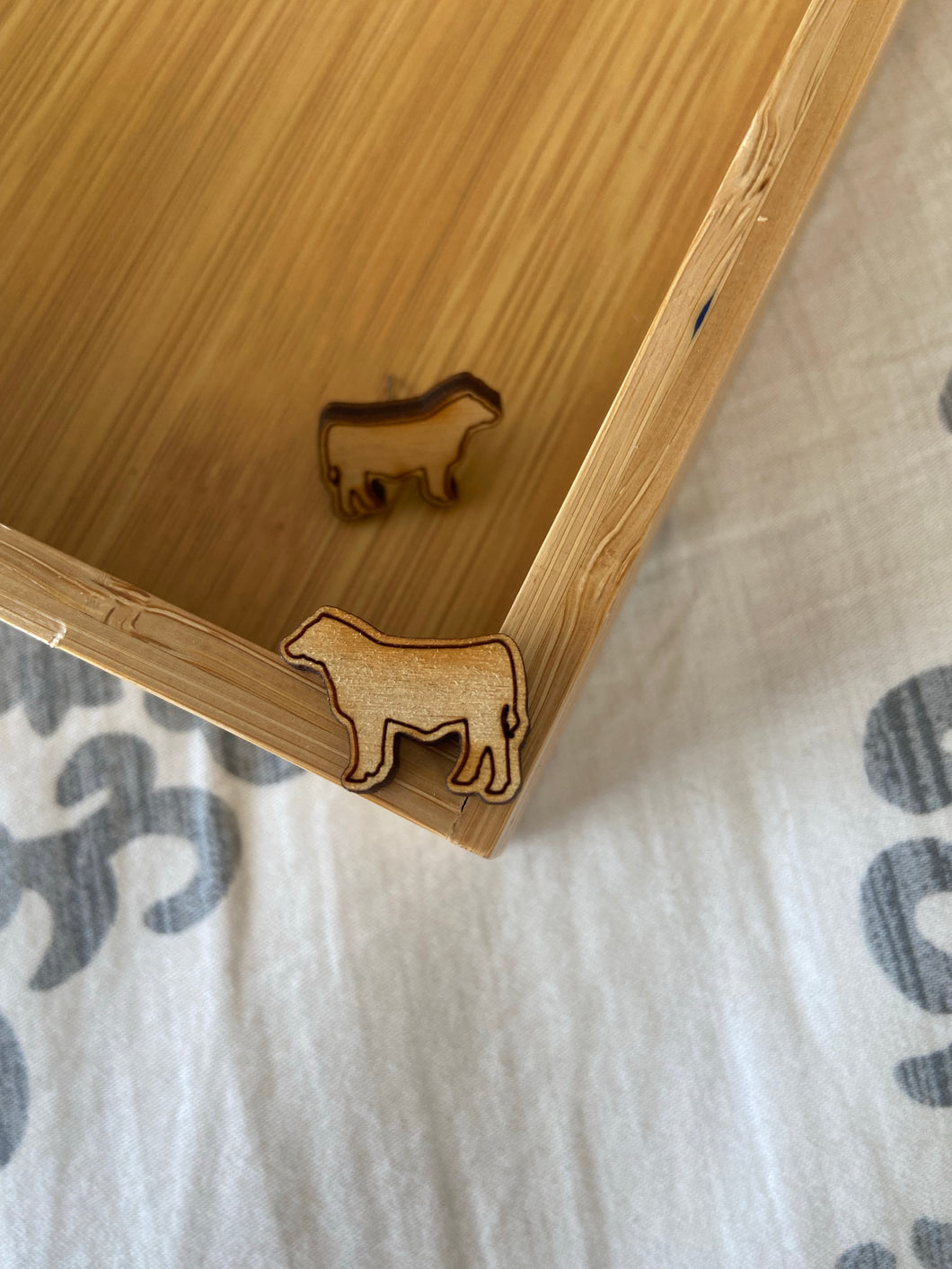 Natural Steer Wooden Stud Earrings