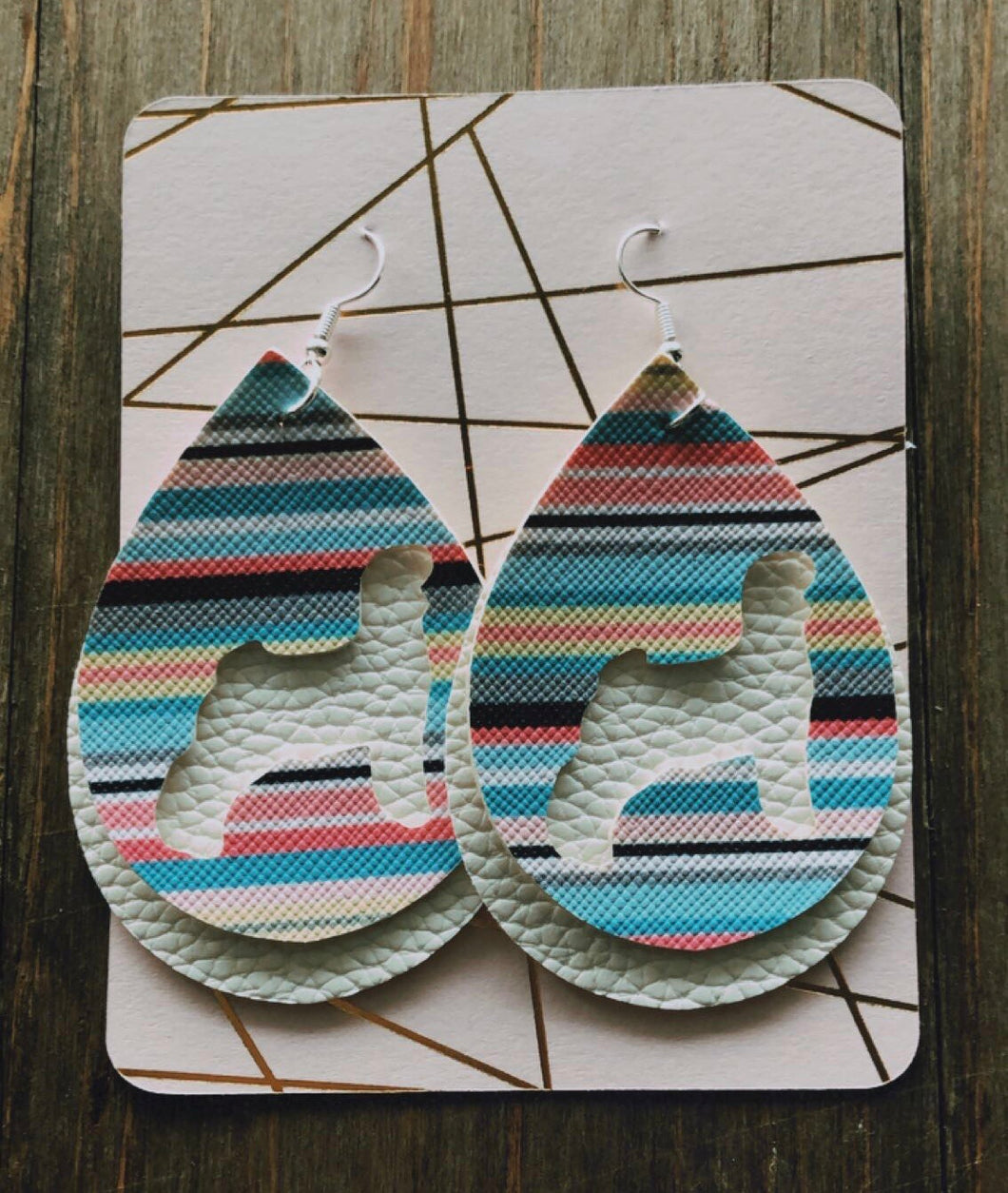 Pastel Serape Goat Teardrop Shaped Earrings