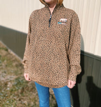 Load image into Gallery viewer, Barn Beauty Boutique Brown/Black Cheetah Print Chester Quarter Zip Sweatshirt
