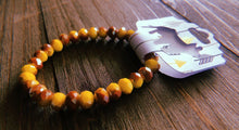 Load image into Gallery viewer, Mustard Yellow &amp; Rusty Burnt Orange Adjustable Beaded Bracelet
