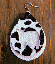 Load image into Gallery viewer, Black &amp; White Cow Print Cow Teardrop Shaped Earrings
