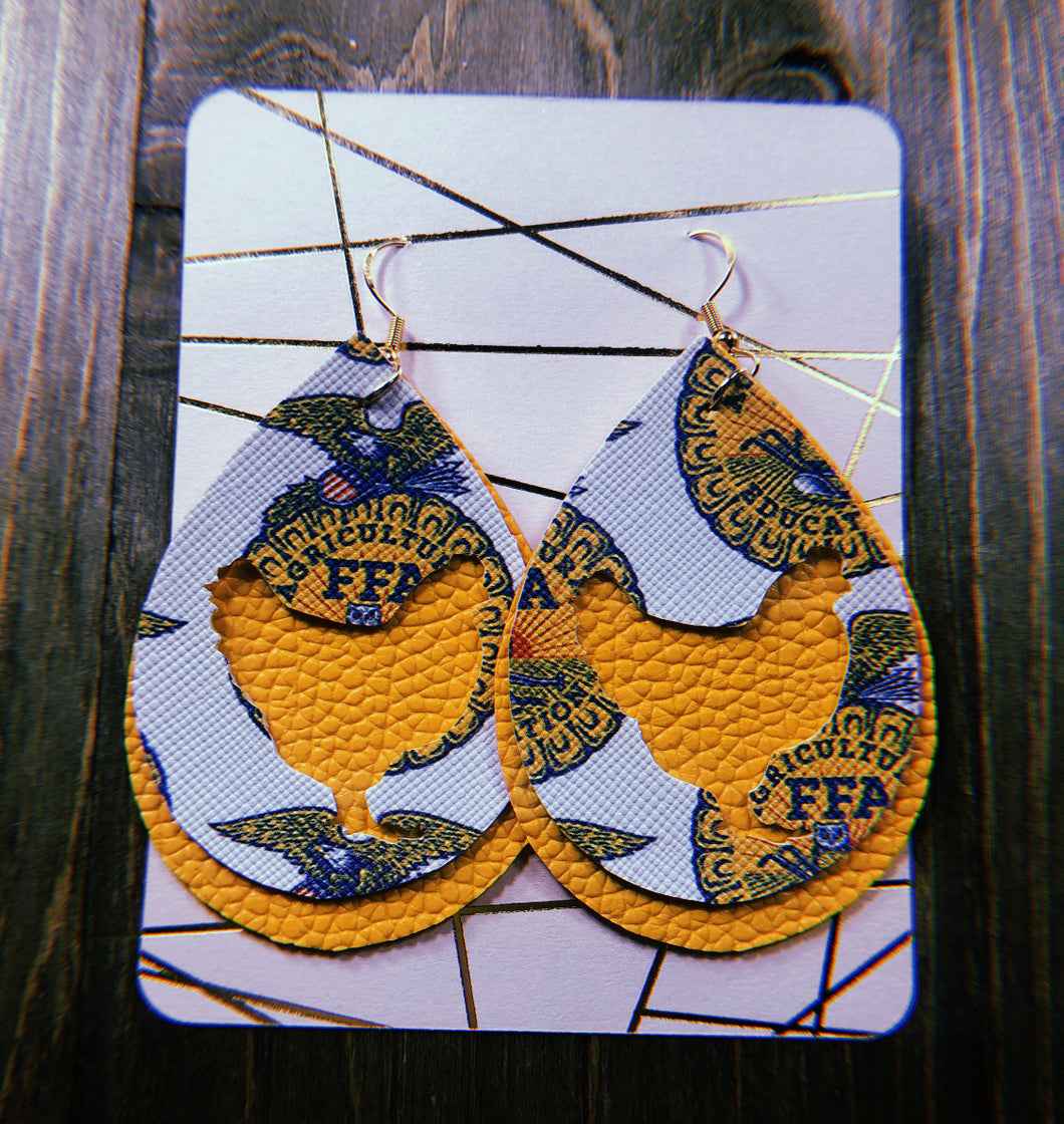 FFA Chicken Teardrop Shaped Earrings