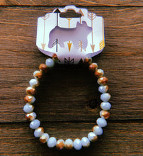 Load image into Gallery viewer, Light Blue/Turquoise &amp; Rusty Gold/Tan Adjustable Beaded Bracelet
