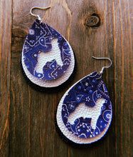 Load image into Gallery viewer, Blue Paisley Goat Teardrop Shaped Earrings
