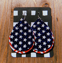 Load image into Gallery viewer, Red, White, &amp; Blue Teardrop Shaped Earrings
