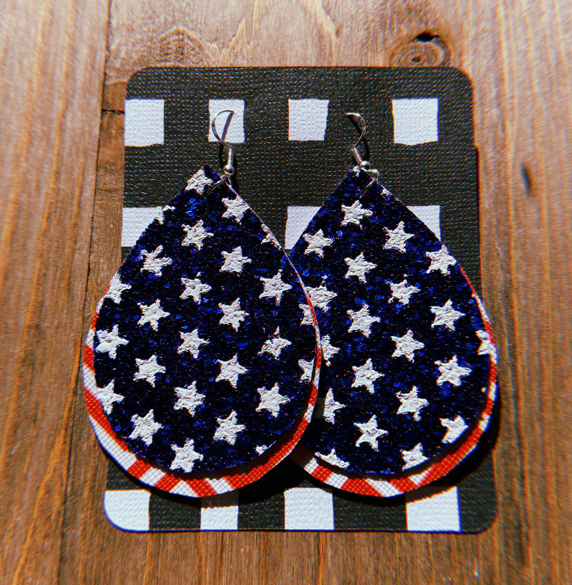 Red, White, & Blue Teardrop Shaped Earrings