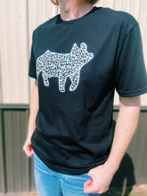 Load image into Gallery viewer, Black Cheetah Print Pig T-Shirt
