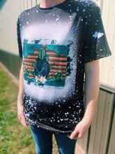 Load image into Gallery viewer, Cactus &amp; Turquoise Bleached Black T-Shirt
