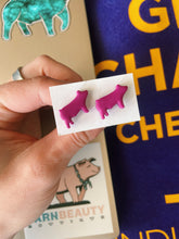 Load image into Gallery viewer, Magenta/Purple Pig Clay Stud Earrings
