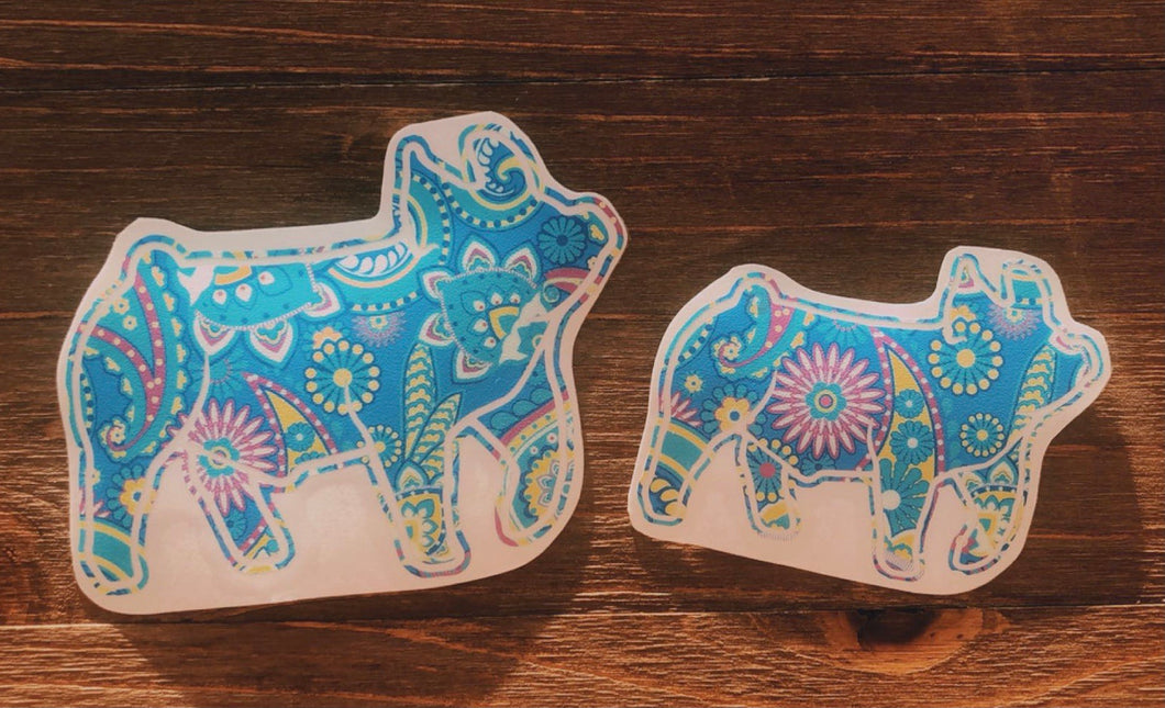 Vibrant Blue Neon Paisley Decals