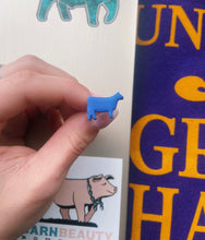 Load image into Gallery viewer, Medium Blue Cow Clay Stud Earrings
