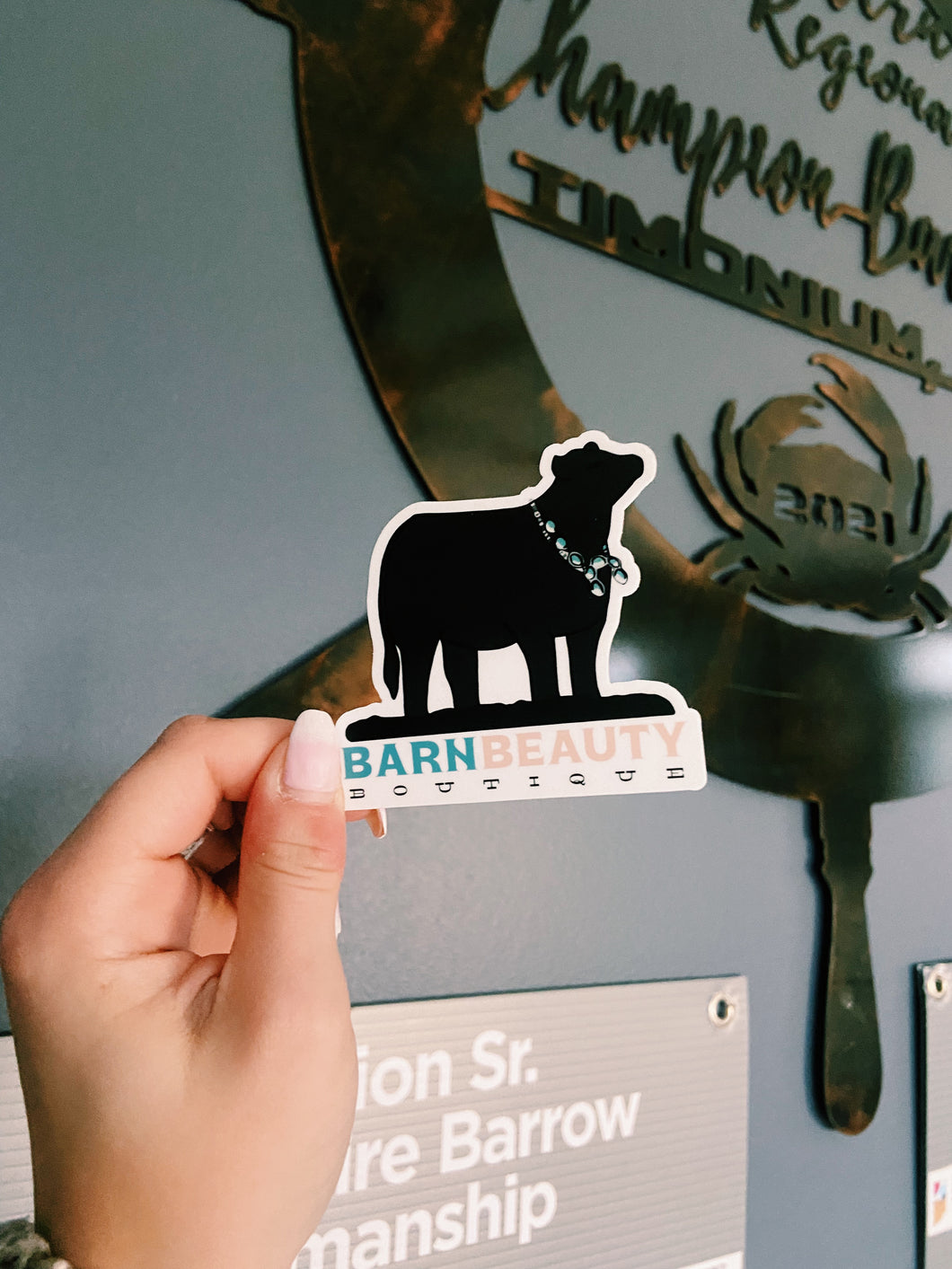 Barn Beauty Boutique Cow Sticker