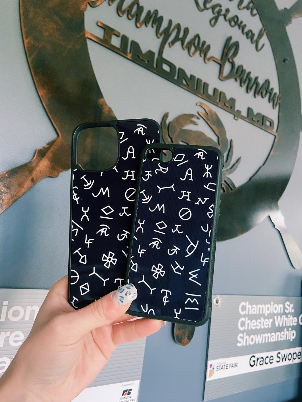 Black/Dark Navy Blue & White Branded Phone Cases