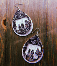 Load image into Gallery viewer, Black Paisley Horse Teardrop Shaped Earrings
