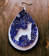 Load image into Gallery viewer, Blue Paisley Goat Teardrop Shaped Earrings
