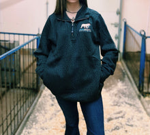 Load image into Gallery viewer, Barn Beauty Boutique Black Cheetah Quarter Zip Chester Sweatshirt

