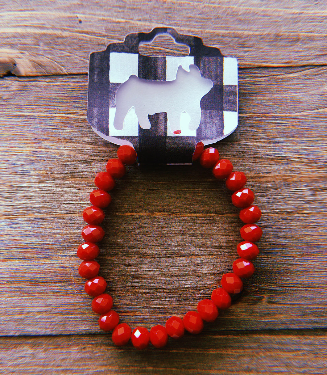 Bright Red Adjustable Beaded Bracelet