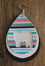 Load image into Gallery viewer, Pastel Serape Cow Teardrop Shaped Earrings
