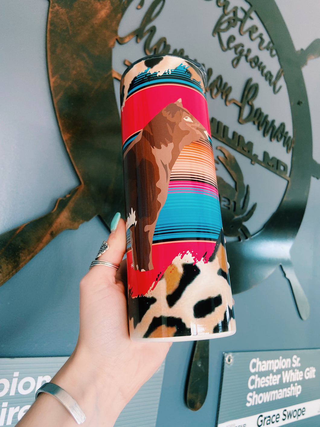 Cheetah Print & Serape Cow Tumbler