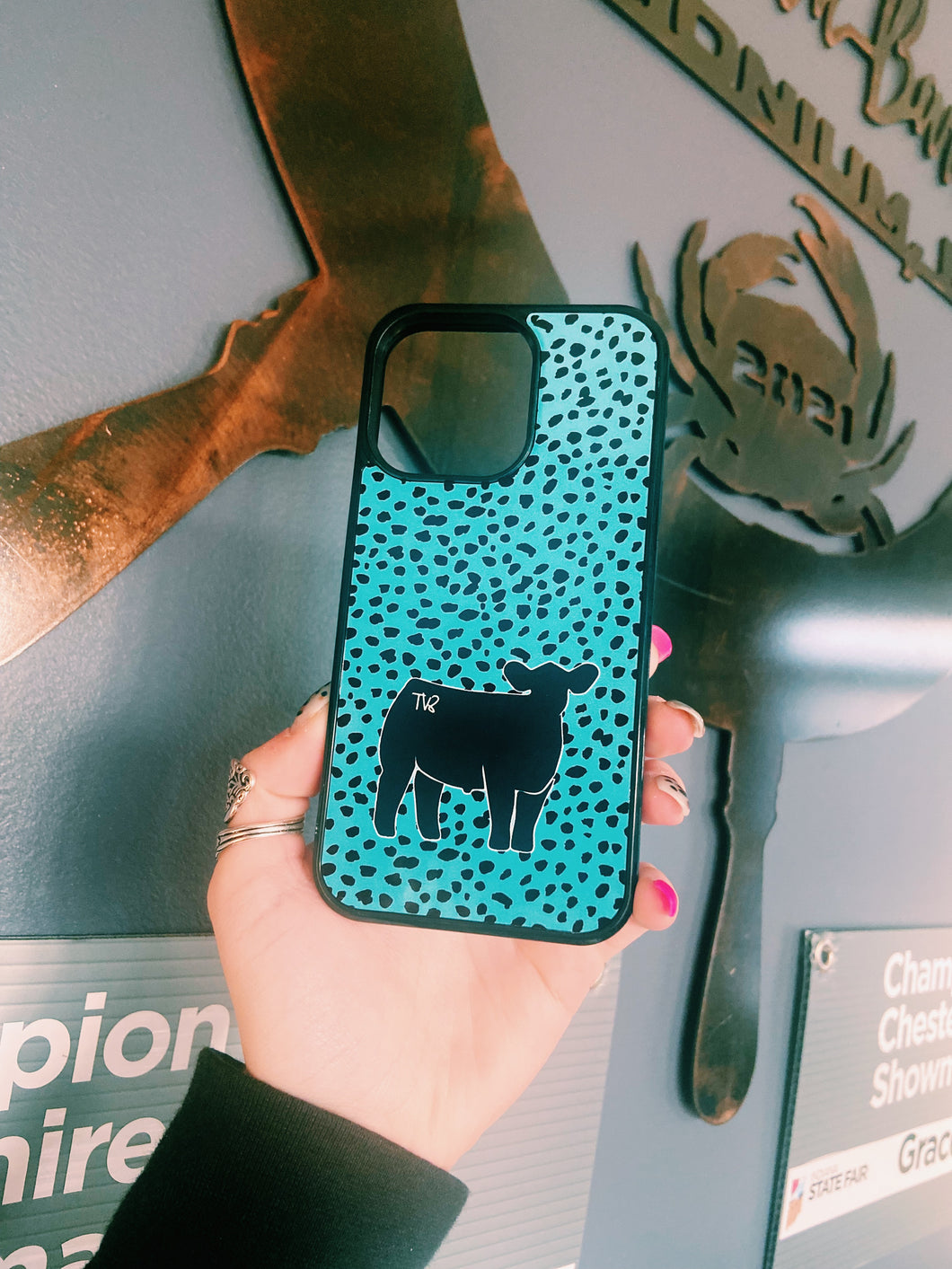 Blue Dotted Cow iPhone 13 Pro Case