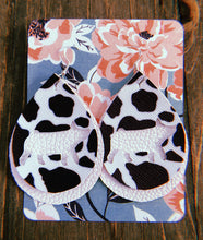 Load image into Gallery viewer, Black &amp; White Cow Print Pig Teardrop Shaped Earrings
