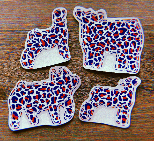 Red, White, & Blue Cheetah Print Decals