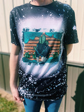 Load image into Gallery viewer, Cactus &amp; Turquoise Bleached Black T-Shirt
