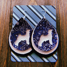 Load image into Gallery viewer, Blue Paisley Goat Teardrop Shaped Earrings
