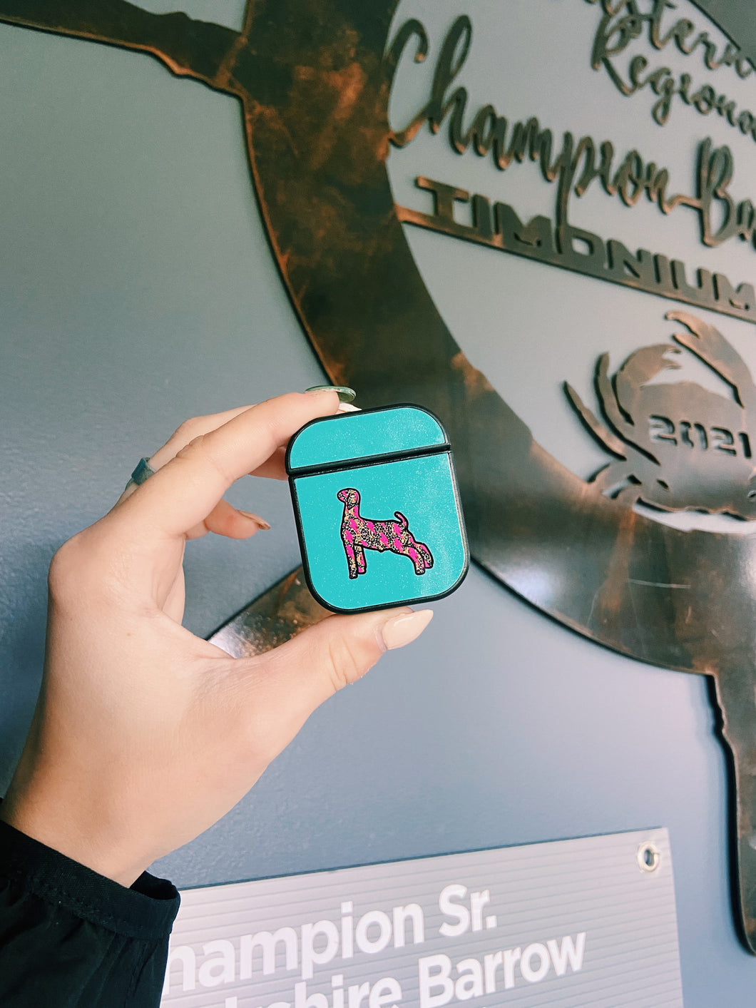 Teal & Cheetah Lightning Bolt Goat AirPod Cases