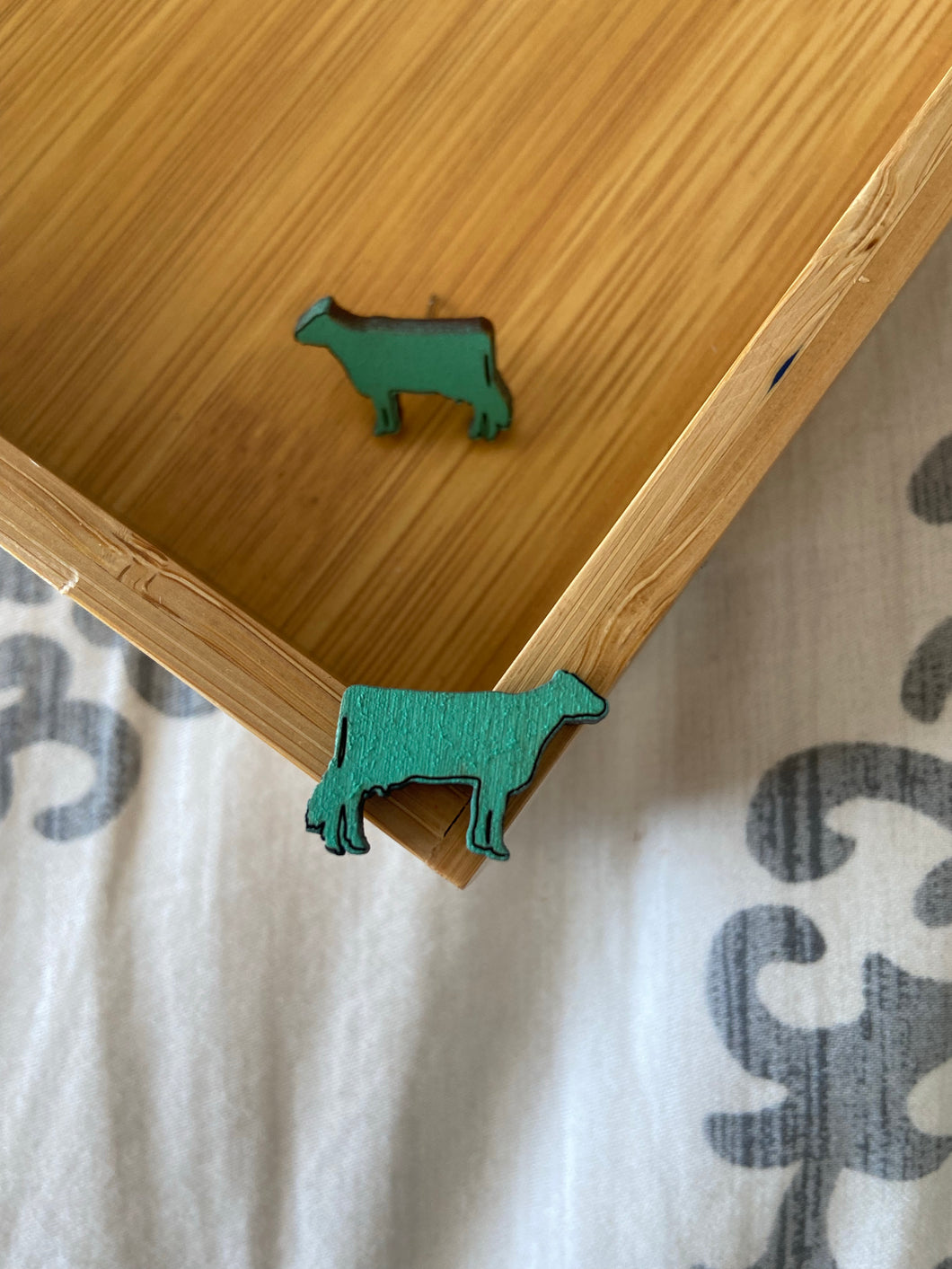 Turquoise Dairy Cow Stud Earrings