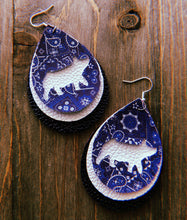 Load image into Gallery viewer, Blue Paisley Pig Teardrop Shaped Earrings
