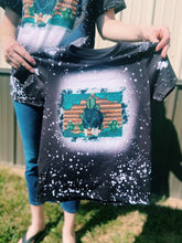 Load image into Gallery viewer, Cactus &amp; Turquoise Bleached Black T-Shirt

