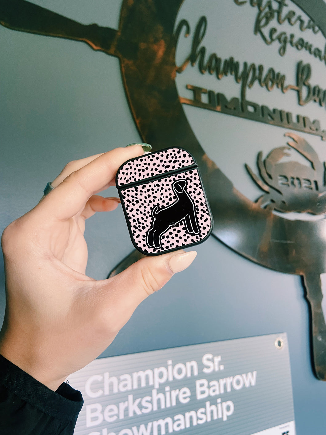 Light Pink & Black Dotted Goat AirPod Cases