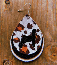 Load image into Gallery viewer, White Cheetah Print Goat Teardrop Shaped Earrings
