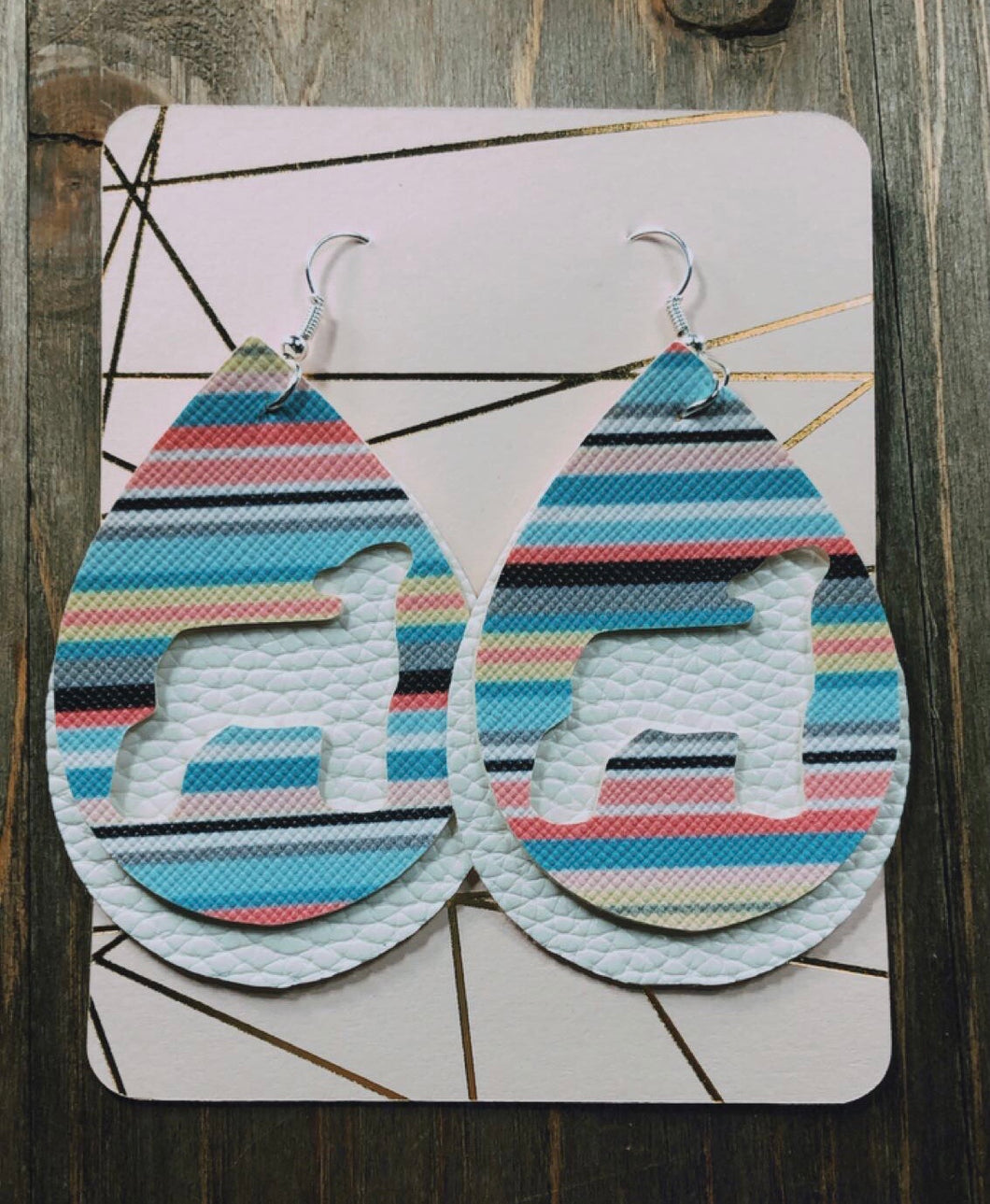 Pastel Serape Lamb Teardrop Shaped Earrings