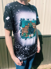 Load image into Gallery viewer, Cactus &amp; Turquoise Bleached Black T-Shirt
