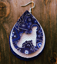 Load image into Gallery viewer, Blue Paisley Goat Teardrop Shaped Earrings
