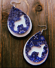 Load image into Gallery viewer, Blue Paisley Lamb Teardrop Shaped Earrings
