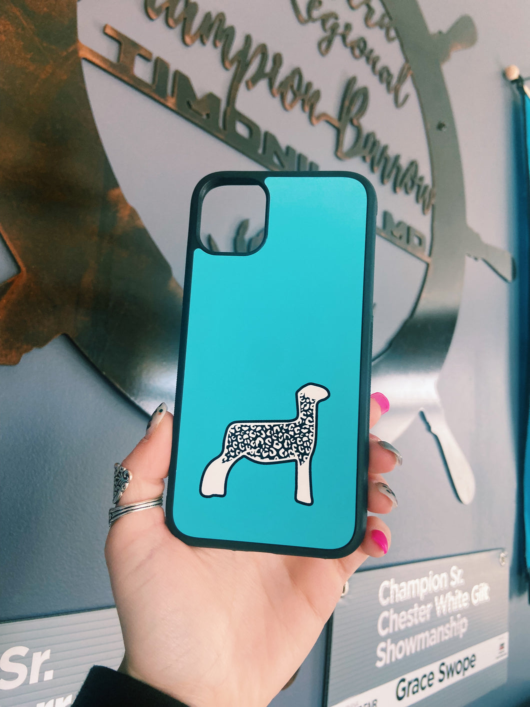 Blue Cheetah Print Lamb iPhone 11 Case