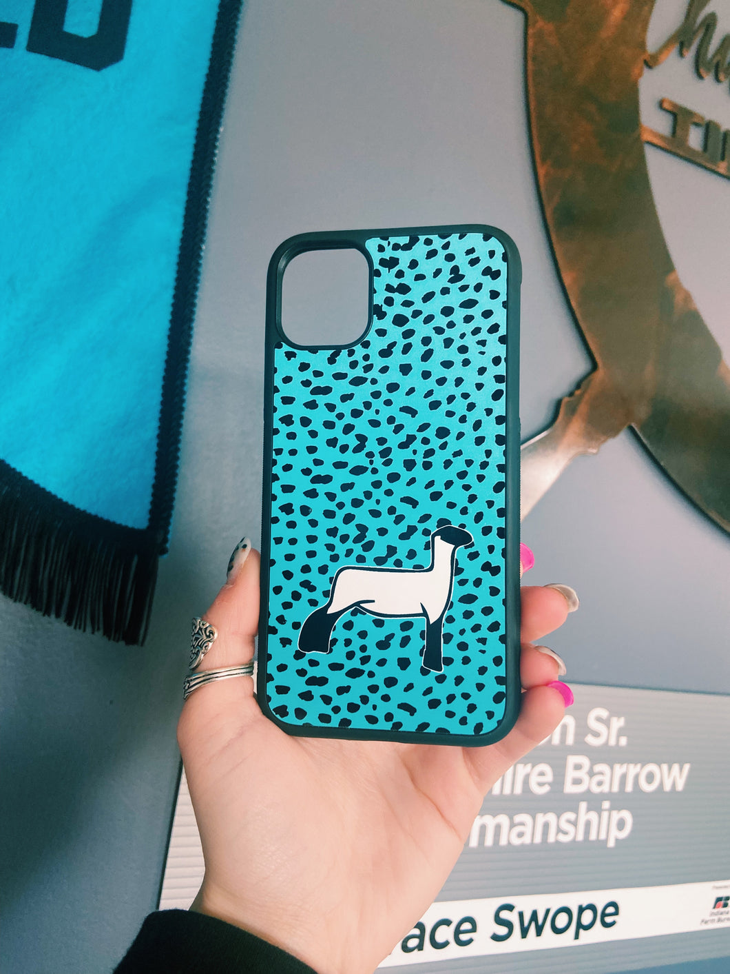 Blue Dotted Lamb iPhone 11 Case