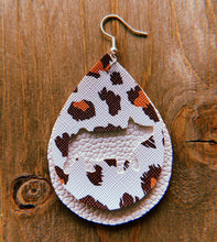 Load image into Gallery viewer, White Cheetah Print Pig Teardrop Shaped Earrings
