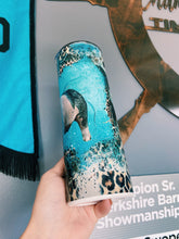 Load image into Gallery viewer, Distressed Cheetah Print &amp; Turquoise Crossbred Tumbler
