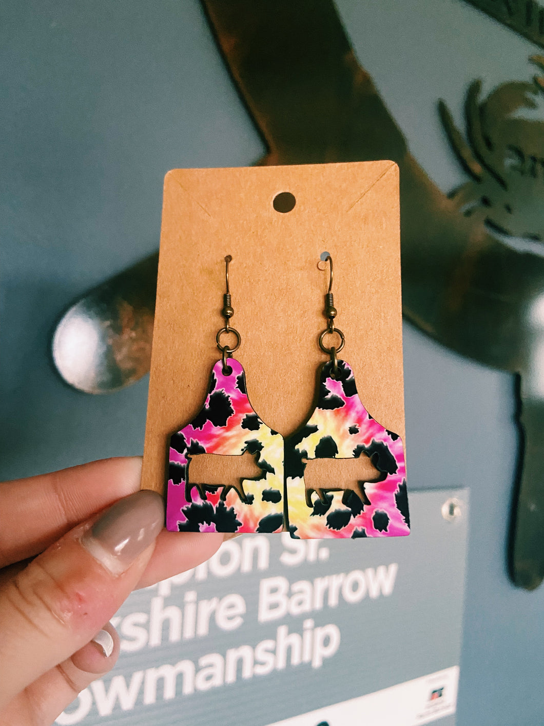 Cheetah Print Pig Earrings