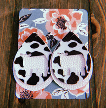 Load image into Gallery viewer, Black &amp; White Cow Print Cow Teardrop Shaped Earrings
