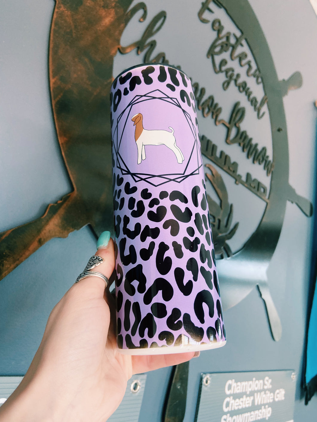 Purple Cheetah Print Goat Tumbler