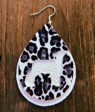 Load image into Gallery viewer, Black, Grey, &amp; White Cheetah Print Lamb Teardrop Shaped Earrings
