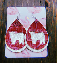 Load image into Gallery viewer, Hot Pink Textured Alligator Skin Cow Teardrop Shaped Earrings
